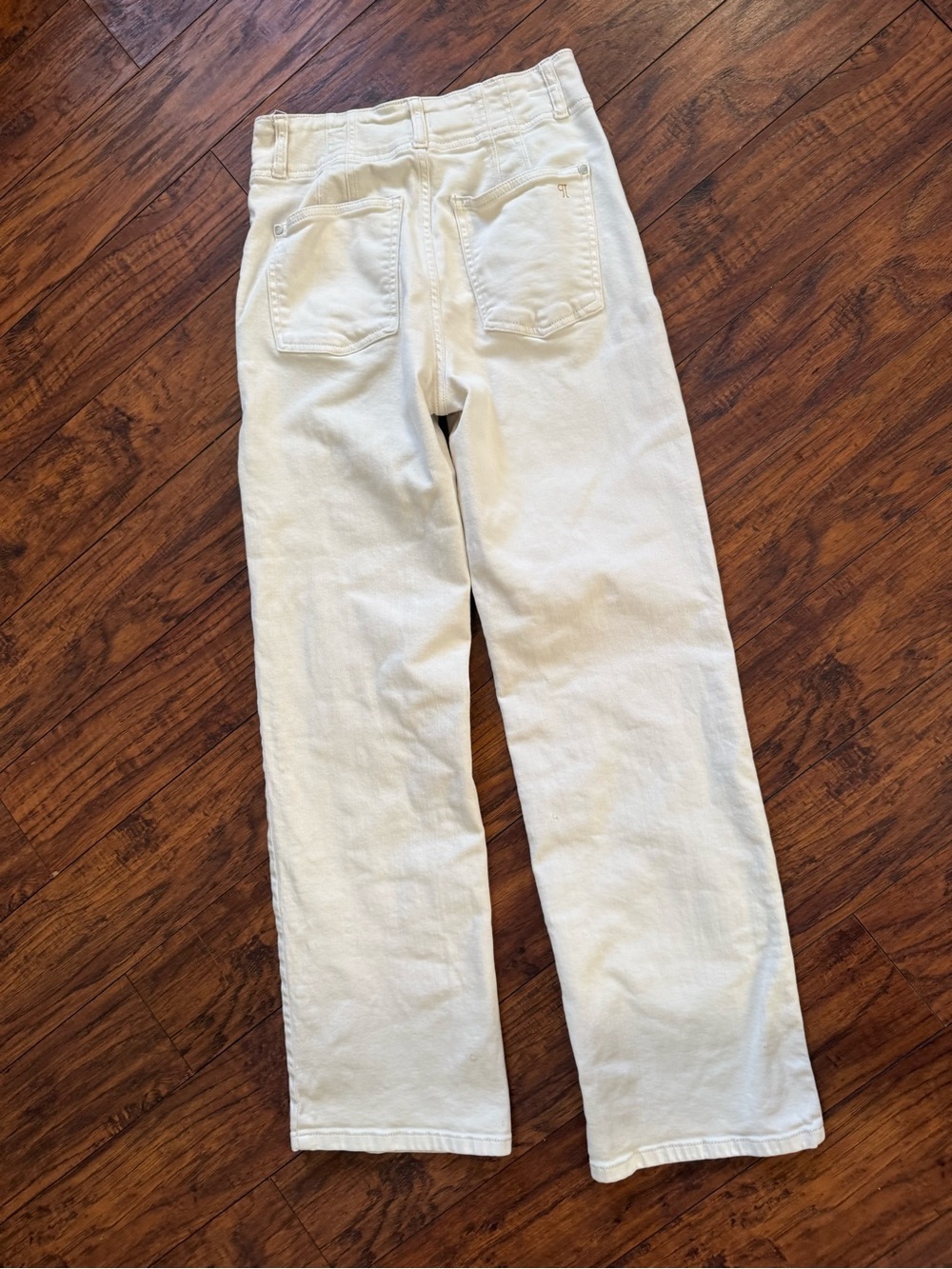 Anthropologie Pilcro Cream High-Waist Wide Leg Cuff Pants Ecru White | 27 - Picture 6 of 7